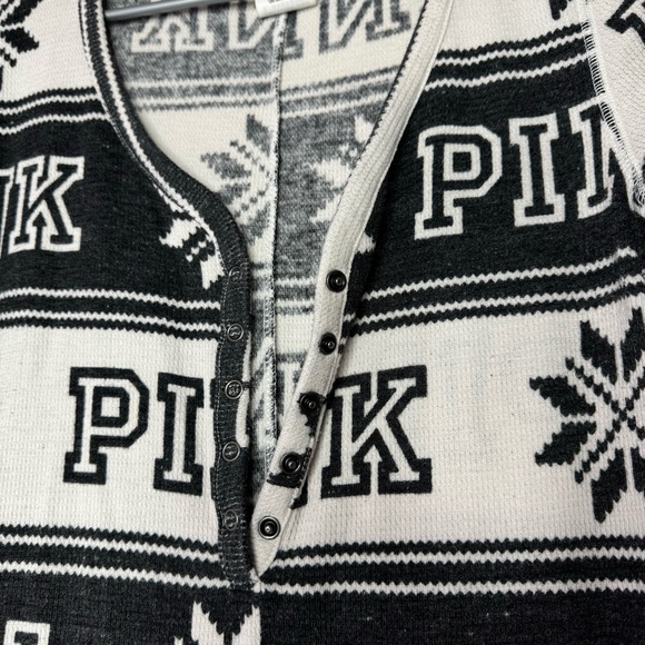 Victoria secret pink onesie long sleeve but flap waffle knit winter Pajamas - Picture 10 of 14